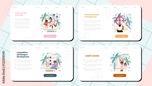 Marketer web banner or landing page set. Product launching