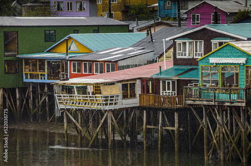 Coloridos palafitos tradicionales en Castro. Isla de Chiloé, Chile. photo