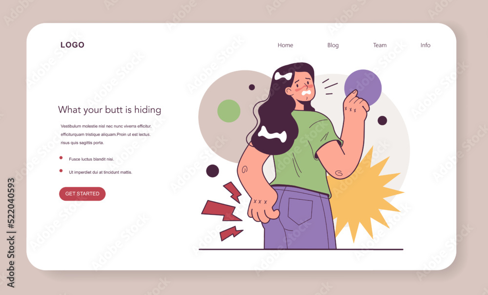 Hemorrhoids web banner or landing page. Rectum inflammation Hemorrhoids web banner or landing page. Rectum inflammation