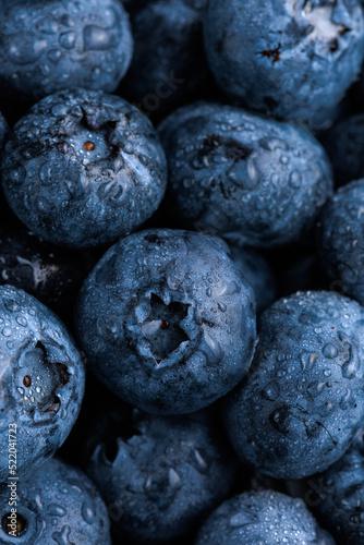 freshly picked washed blueberry background. Macro. vertical