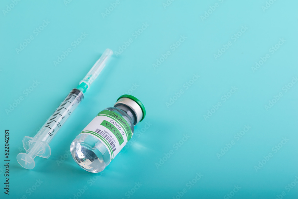 Vaccine bottle with Syringe for injection vaccine Covid-19 or Coronavirus Vaccine bottle with Syringe for injection vaccine Covid-19 or Coronavirus