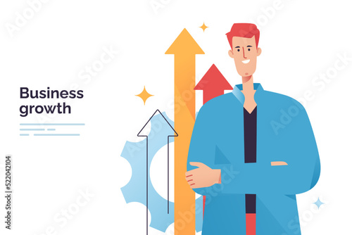Vector illustration on a subject of business growth, success achievement, financial profit
