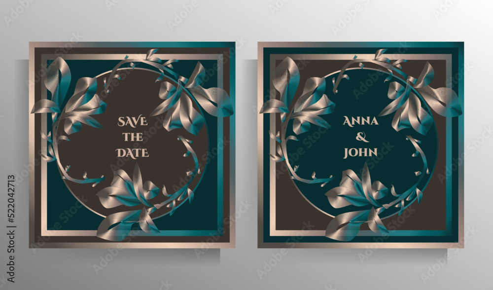 Wedding invitation design. Set of vector templates for cards, posters.