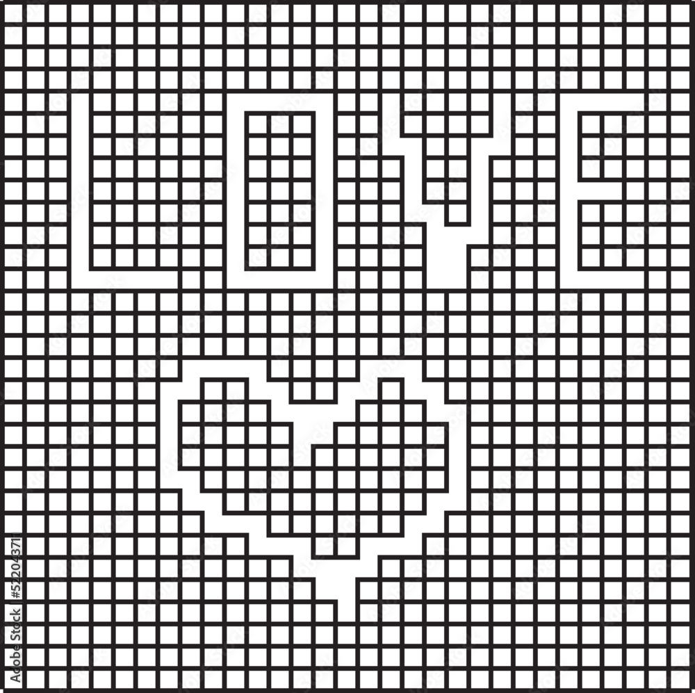 Fototapeta premium vector for background and texture of the word love and a heart on a black on white checkered background