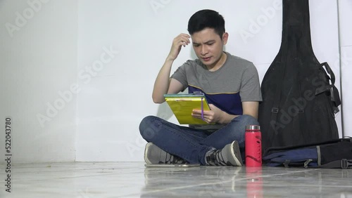 A Confused Music Student Studying Isolated