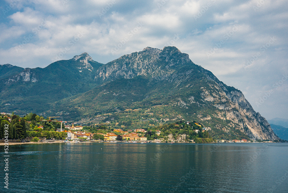 Beautiful lake and mountains in Lugano city, Switzerland