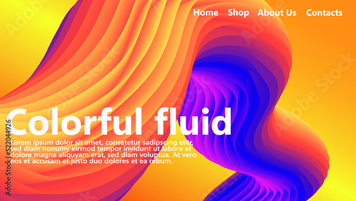 Modernes, farbenfrohes Flussbett. Wave Liquid Form auf gelben Hintergrund. Kunstdesign für Webseiten. Vektorgrafik EPS10