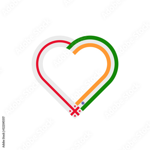 unity concept. heart ribbon icon of georgia and india flags. vector illustration isolated on white background