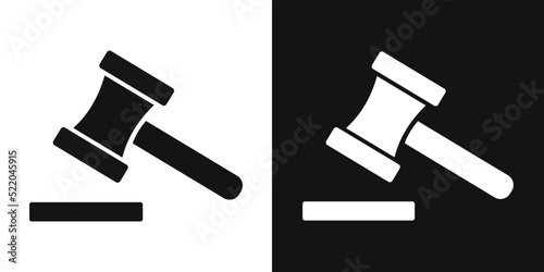 Knocking auction hammer vector sign. Wooden judge's gavel, auction symbol