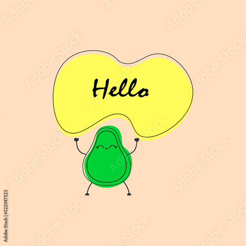 Cute avocado mascot logo design illustration