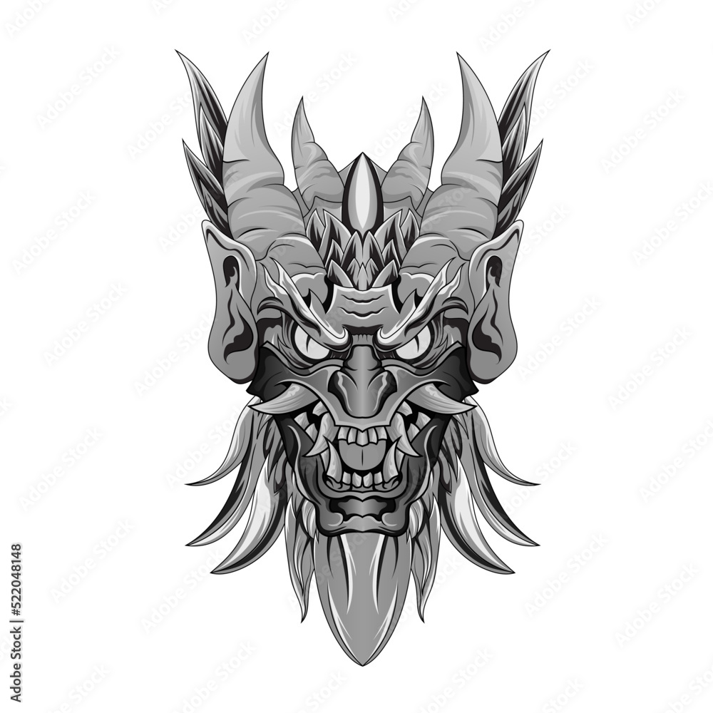 Hanyya Monster Black and white Ancient China and Japan. Mythology and culture. Yakuza tattoo Hanyya Monster Black and white Ancient China and Japan. Mythology and culture. Yakuza tattoo