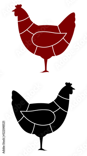Vector Chicken Cuts Butcher Diagram
