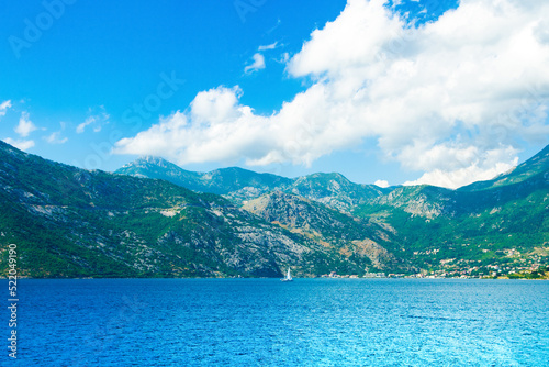 Beautiful summer landscape of the Bay of Kotor coastline - Boka Bay