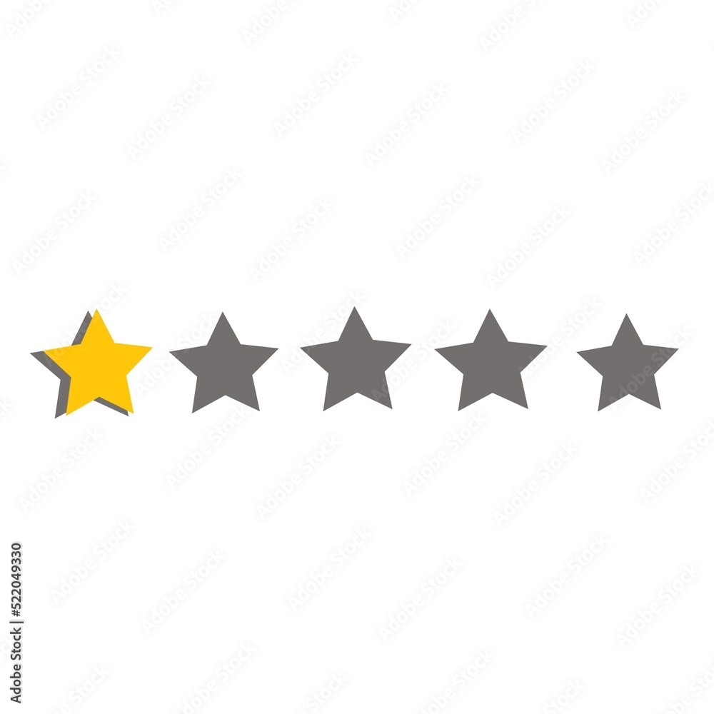Yellow colour one star bed rating on white background Yellow colour one star bed rating on white background