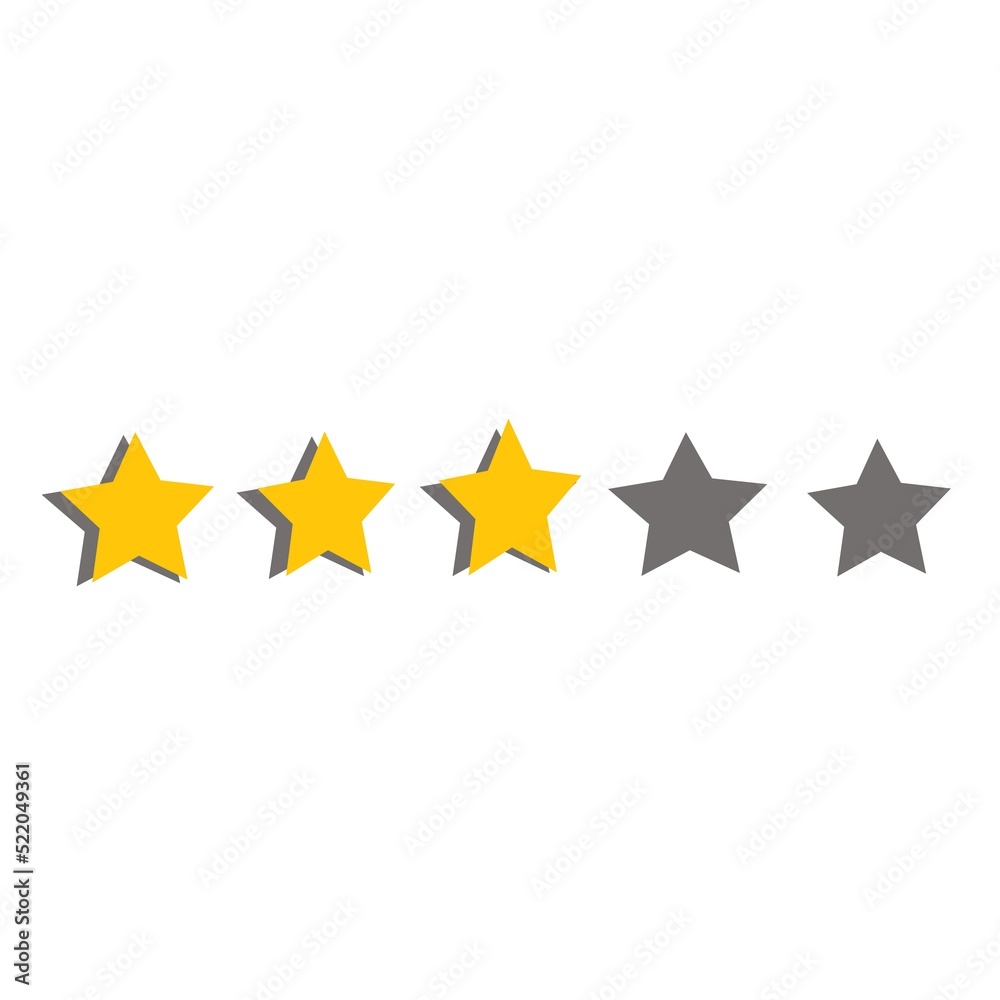 Yellow colour 3 star rating on white background Yellow colour 3 star rating on white background