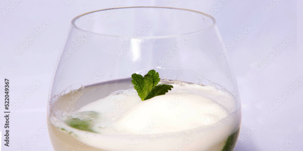 glass of Lemon Sorbet with champagner glass of Lemon Sorbet with champagner