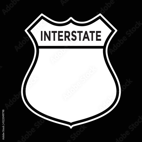 interstate highway sign, blank, red and blue, vector illustration