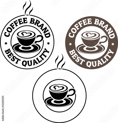 Round Coffee and Heart Icon with Text - Set 2