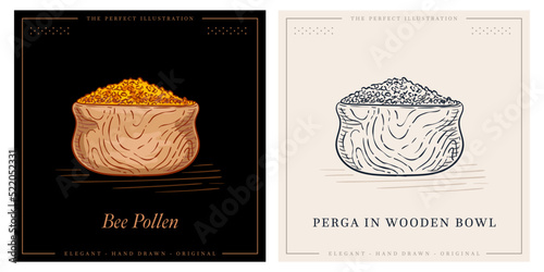 Bee pollen perga in wooden bowl