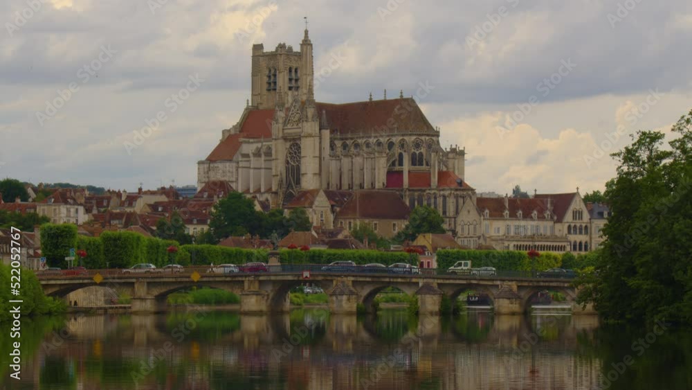 Auxerre with Cathedral of Saint-Etienne on River Yonne, Burgundy, France Auxerre with Cathedral of Saint-Etienne on River Yonne, Burgundy, France