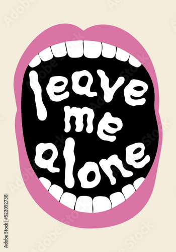 Vector isolated illustration of mouth opened in a crying. Leave me alone. Emotional concept.