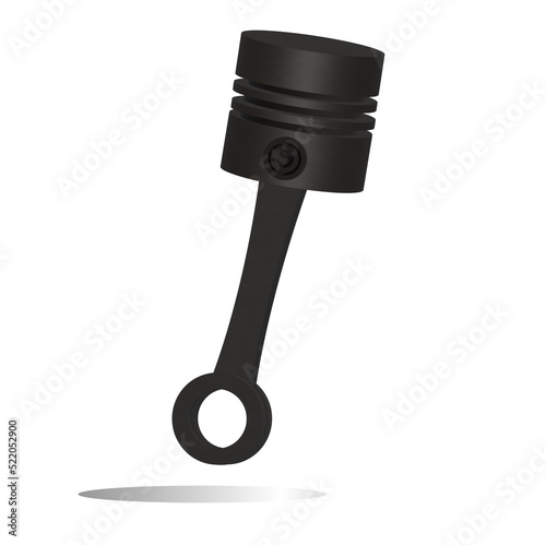 3D Realistic Engine piston with piston rings. Truck pistons on grey background. Pistons and piston rings with engine bearings.
