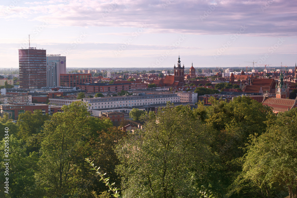 gdańsk krajobraz panorama widok budynki - obrazy, fototapety, plakaty 