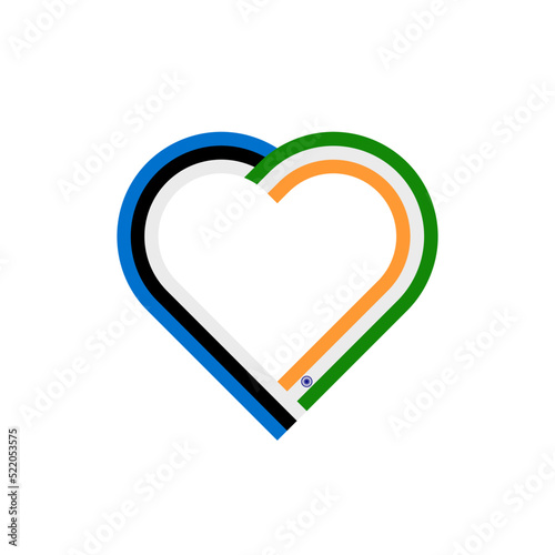unity concept. heart ribbon icon of estonia and india flags. vector illustration isolated on white background