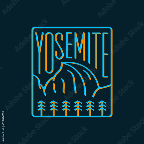 Vector of Yosemite Dome in mono line art