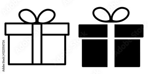 ofvs64 OutlineFilledVectorSign ofvs - present gift box vector icon . isolated transparent . gift sign . christmas present box silhouette . black outline and filled version . AI 10 / EPS 10 . g11373