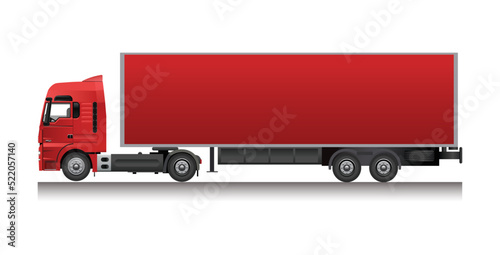 cargo truck with flammable liquid, side view, realistic 3d vector illustration