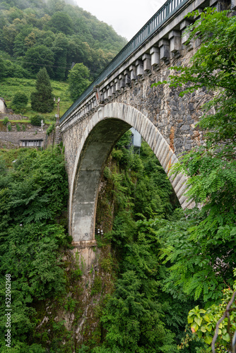 bridge built in 1860 over a mountain gorge 