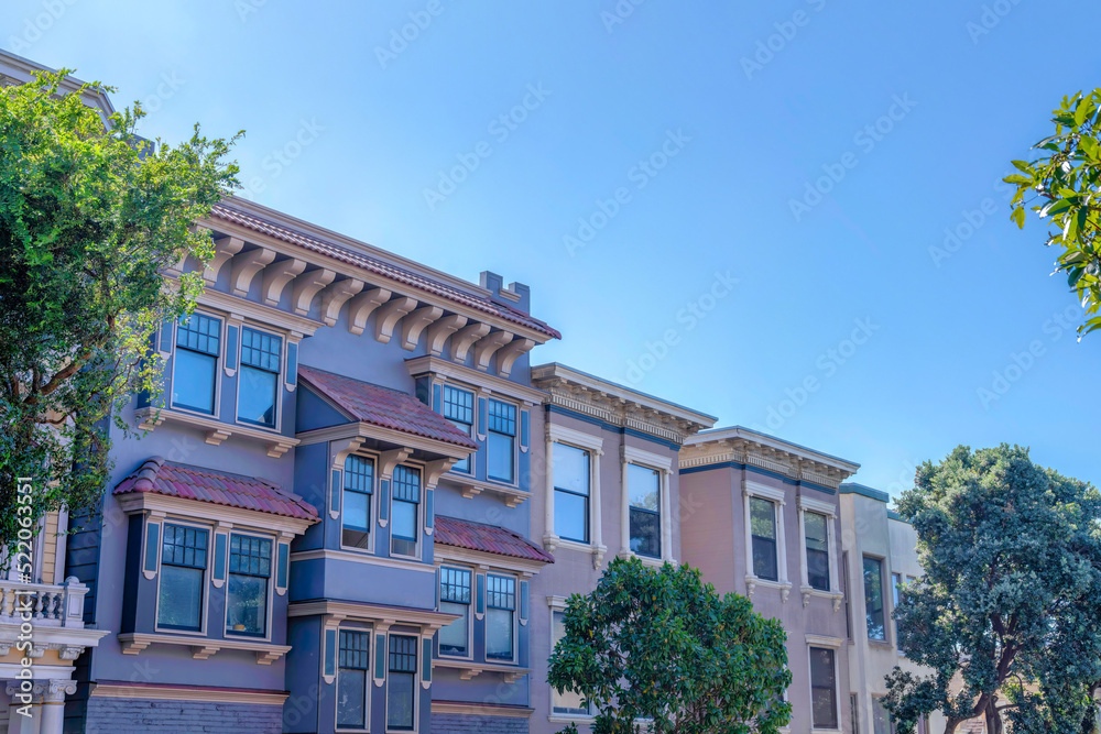 Adjacent victorian houses at San Francisco, California