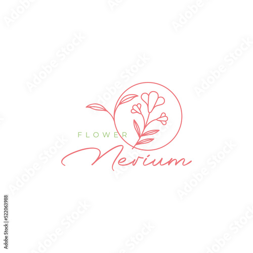 aesthetic art flower nerium logo design