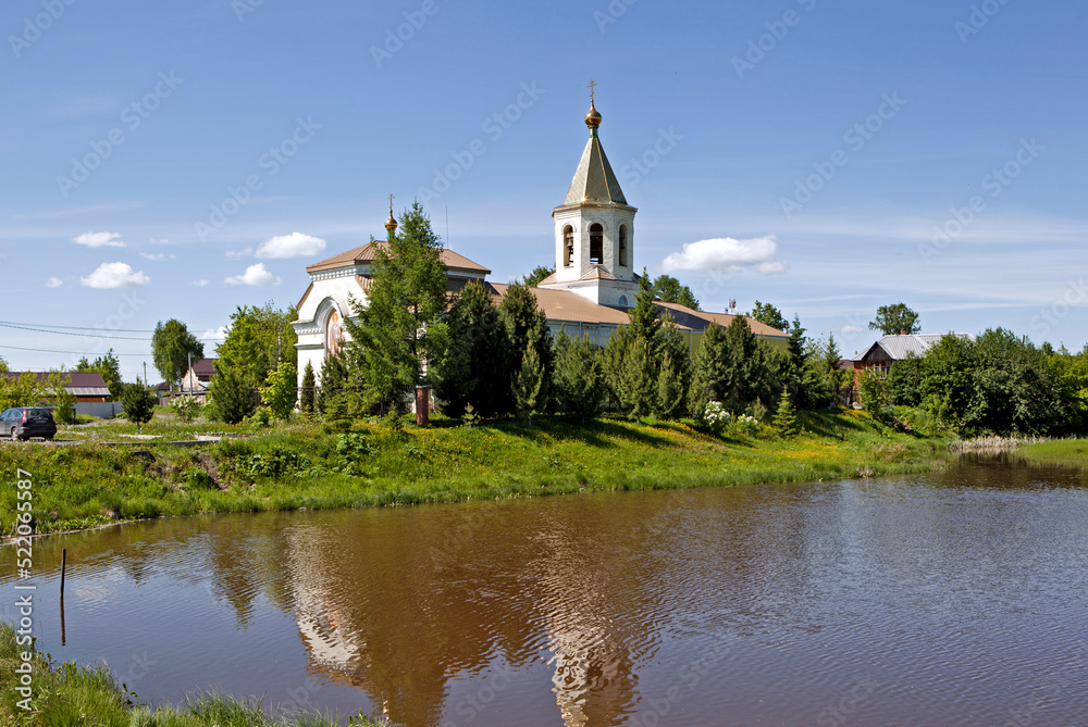 Church of St. Nicholas the Wonderworker on the bank of the pond. Nizhny Tagil. Sverdlovsk region. Russia