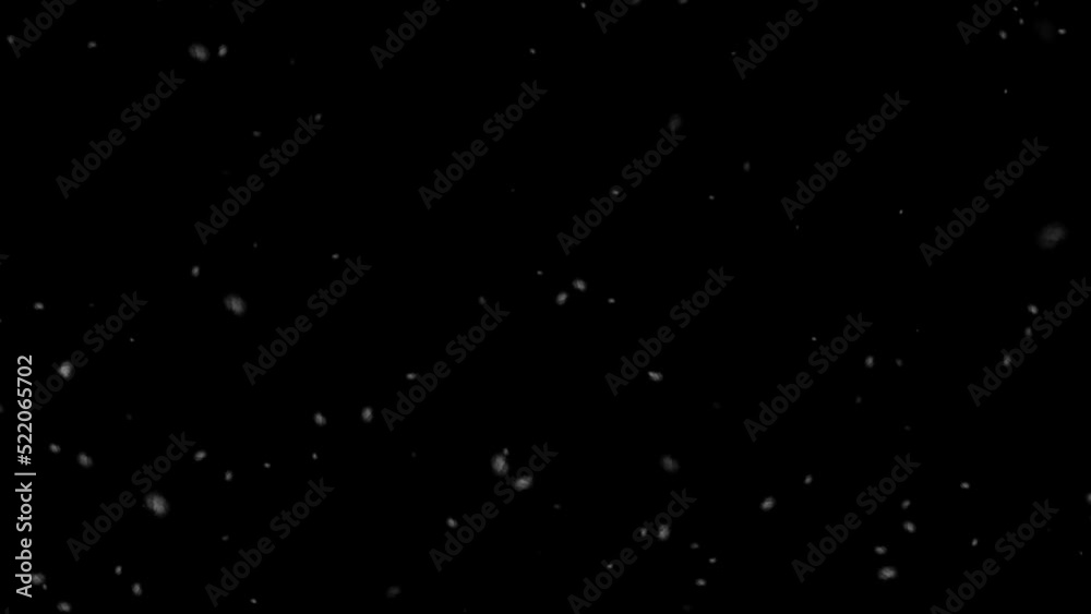 Realistic snowfall overlay, black background - winter, slowly falling snow effect