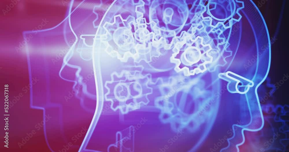 Artificial intelligence technology AI and deep learning symbol rotating on lights loopable background. Cyber technology abstract concept icon 3d seamless and loop animation.