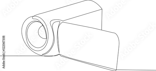 video camera drawing by one continuous line vector