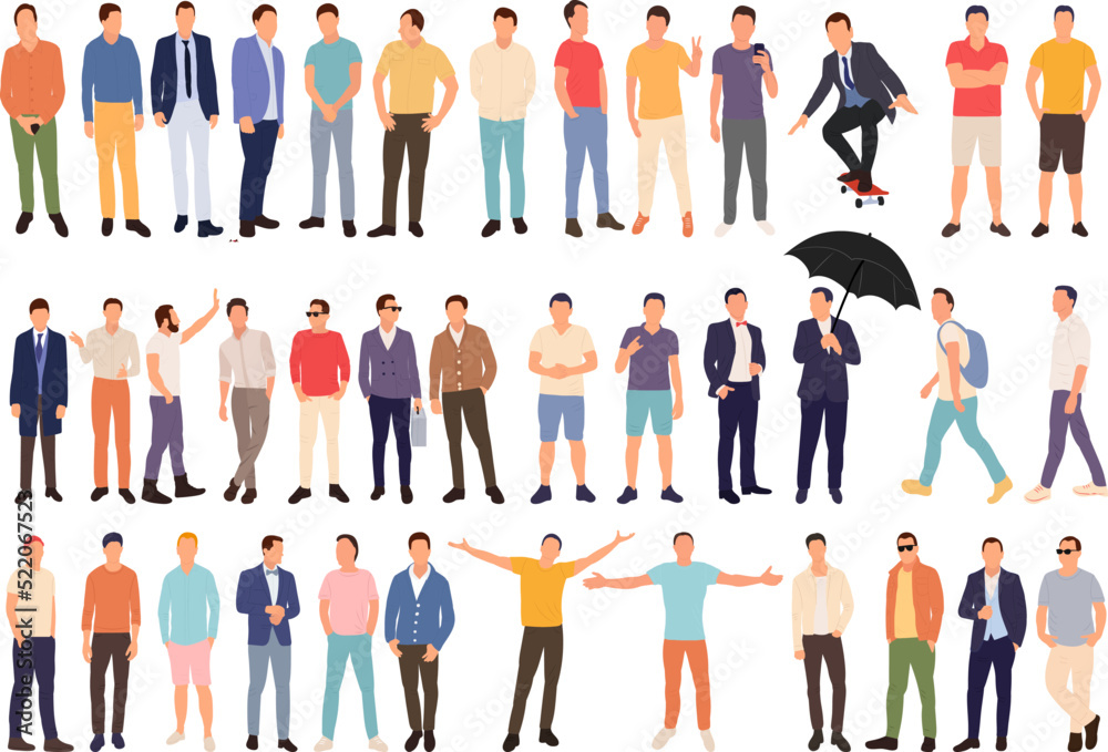collection men set in flat style, isolated, vector collection men set in flat style, isolated, vector