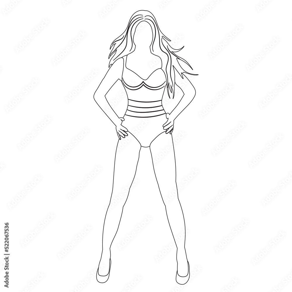 woman in lingerie outline sketch on white background isolated, vector woman in lingerie outline sketch on white background isolated, vector