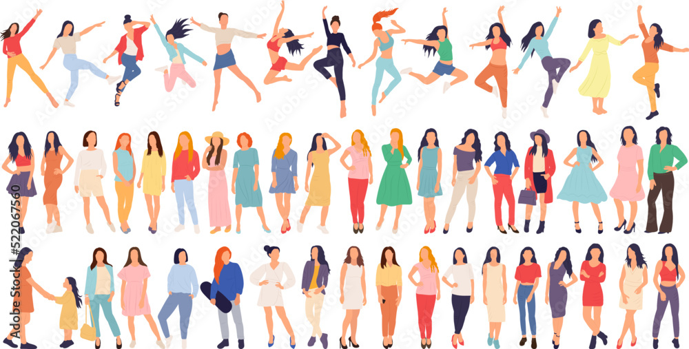 woman collection in flat style, isolated, vector woman collection in flat style, isolated, vector
