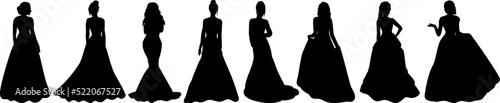 princess silhouette, set on white background isolated, vector