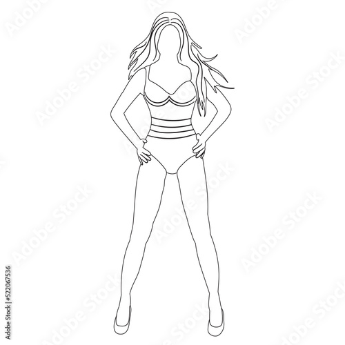 woman in lingerie outline sketch on white background isolated  vector