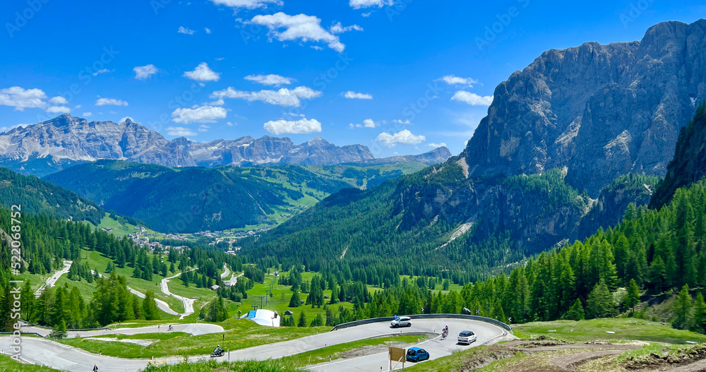 The beautiful scenery around the Dolomites in Italy