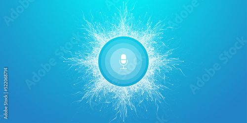 Voice assistant concept. Vector sound wave. Voice and sound recognition equalizer wave flow background. Personal assistant and voice recognition. Abstract amplitude of sound. Vector Illustration