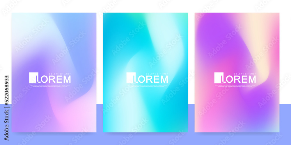 Set of abstract soft pink and light blue waves lines background. Modern colorful gradient art concept. You can use for ad, poster, template, banner design, business presentation. Vector illustration.