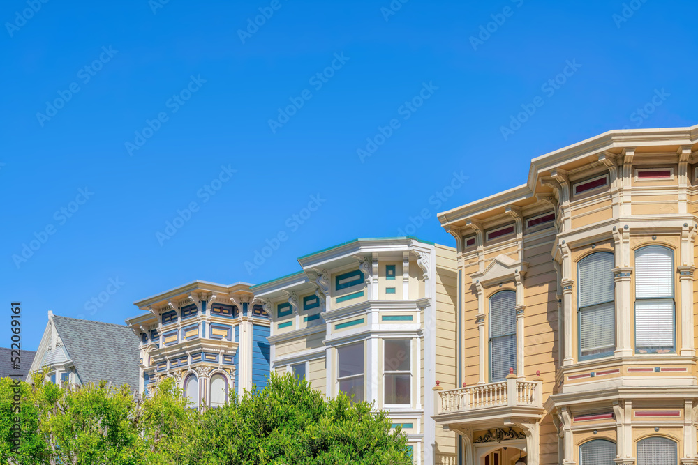 Neighborhood in San Francisco, CA with queen anne houses design Neighborhood in San Francisco, CA with queen anne houses design