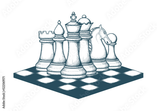 Chess set hand draw vector