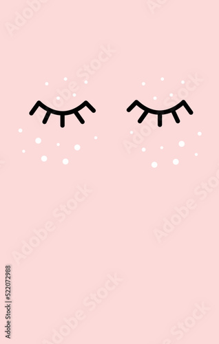 Cute pink poster with eyes and colorful glitter style. Cool wallpaper for phone case and copybook.