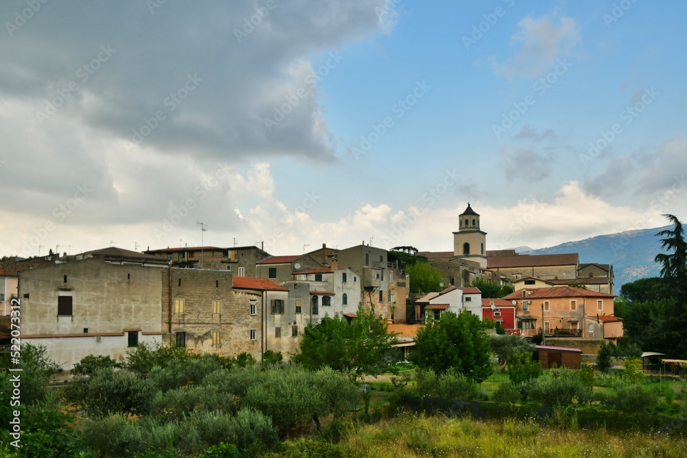 Panoramic view of Sant'Agata de 'Goti, a medieval village in the province of Avellino in Campania, Italy.